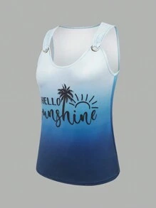 SHEIN LUNE Top de tanque con impresión de letras degradadas