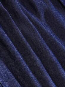 SHEIN Clasi Plus尺碼系帶前扭紋寬腰帶荷葉邊短褲 - 藍色 - 查看 4