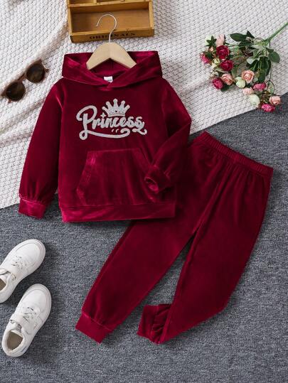 SHEIN Elladie kids 年轻女孩休闲舒适长袖连帽两件套秋季女童连帽衫套装