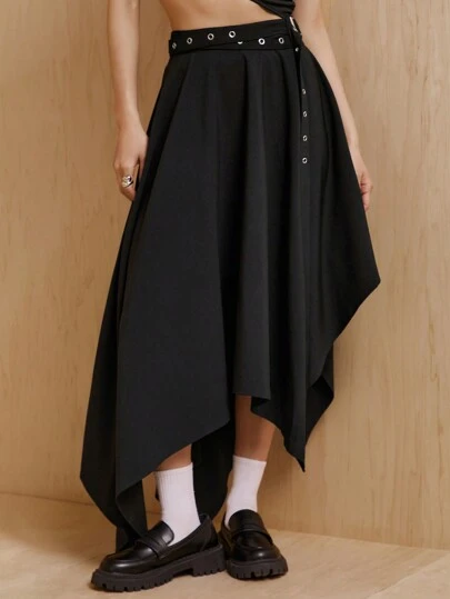 MONSE Mathilde Lhomme 设计师款不对称中长裙，配长腰带，适合夏季、假日、度假、节日