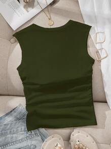 SHEIN EZwear Square Neck Spring/Summer Slim Fit Bra-Free Women's Tank Top With Padded Cups
