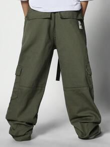 SUMWON Tween Girls Cargo Jeans With Belt - Army Green - View 4