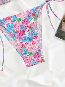 Swim Mod Bộ Bikini Nữ Thắt nút Thêu Smock Hoa - Nhiều màu - Xem 4