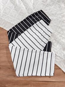 2pcs Plus Size Women's Striped Waist Tie Casual Pajama Cozy Pants, Fall Winter Clothes - Multicolor - View 4