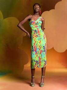 Alice McCall 设计师波西米亚风女式夏季碎花镂空不对称领口连衣裙套装，夏季连衣裙，适合节日、派对、度假、春季、节日、伊比沙岛装扮、舞会礼服、早午餐装扮、茶会礼服 - 彩色 - 查看 6