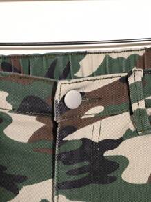 Handsome Tween Boy Personalized Ripped Embroidery Fashion Camouflage Jeans. - Multicolor - View 6