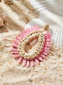 SHEIN VCAY Bông tai kỳ nghỉ dệt thời trang tối giản dành cho nữ - Nhiều màu - Xem 5