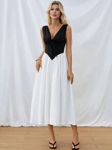 SHEIN Essnce Robe d'été féminine à taille cintrée en coton artificiel - blanc