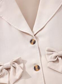 SHEIN Girls' Apricot Deep V-Neck Short Sleeve Jacket - Apricot - View 7