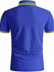 Camisa polo de tenis de manga corta para hombre, transpirable, camiseta deportiva de golf, camisa polo casual de tenis - Azul Marino - Ver 2