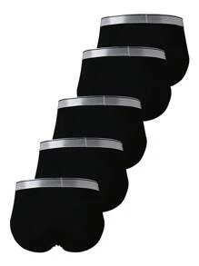 Snug Zone Men's Breathable Triangle Underwear, Plus Size, Four Seasons, Shorts Style (5pcs/Set) - Black - View 2