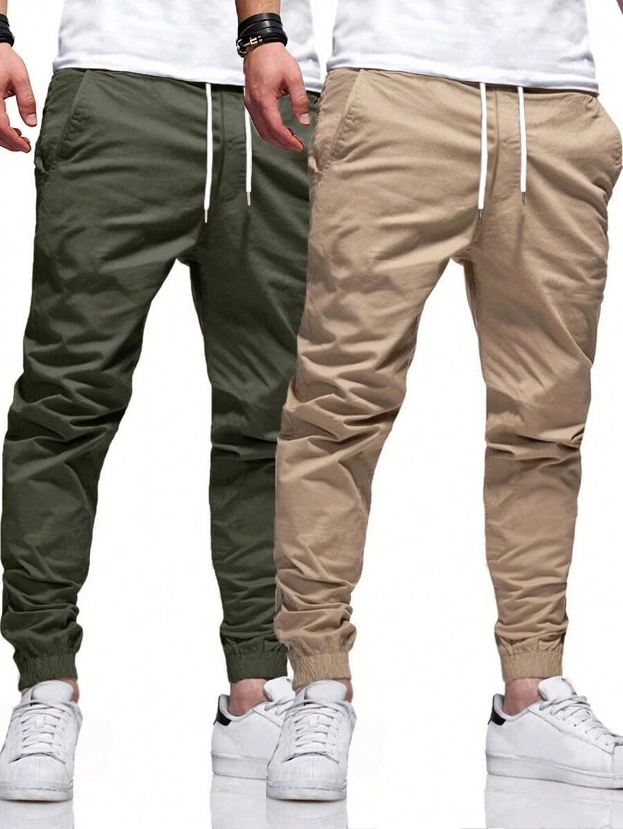 Manfinity Homme Men 2pcs Drawstring Waist Pants , Fall Clothes - Multicolor - View 1