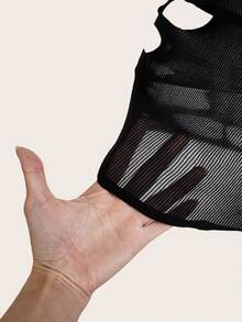 Vestido bandeau de mujer con calados y malla calada, con medias muslo alto, camisón sexy - Negro - Ver 5