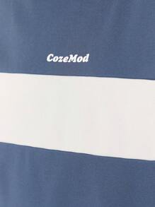 EASEVO 2pcs/Set Men's Plus Size Casual Knitted Letter Patchwork Sleeveless Top And Shorts Set, Mid-Waist Straight-Cut, Suitable For Summer, Daily Wear - Multicolor - View 4