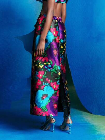 Alice McCall Designer Boho Bohemian Floral Flower Print High Waist Skirt, For Summer, Holiday, Party, Vacation, Spring, Beach, Festival, Ibiza Fits