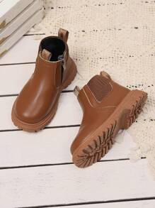 時尚男女童休閒簡潔風格步行靴 - 棕色 - 查看 6