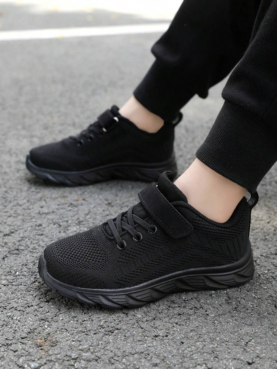 Zapatos deportivos ligeros y transpirables para niños, zapatos atléticos para senderismo al aire libre y deportes en negro para niños y niñas - Negro - Ver 1
