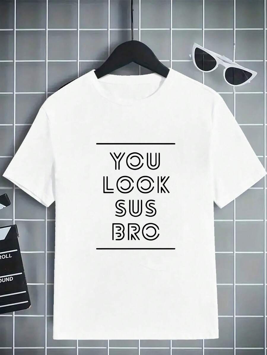 Basic Round Neck Short Sleeve T-Shirt With Simple Letter Slogan Print For Tween Boy Casual Wear - White - View 1