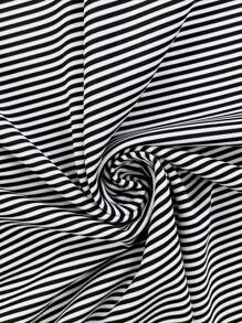 SHEIN LUNE Gestreiftes Plus T-Shirt mit Kontrastspitze und Schmetterlingsärmeln