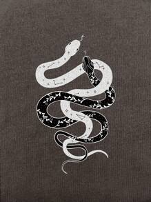 ROMWE Goth Plus Size Women's Summer Snake Pattern Sleeveless Casual Tank Top - Brown - View 3