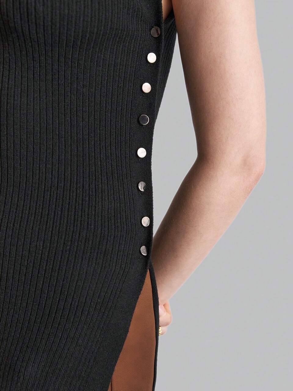 Women's Side Slit Long Hooded Sleeveless Colorblock Knit Top, Autumn Back To School
