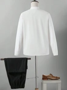 SHEIN 2pcs Formal & Fashionable Outfit Set For Teenage Boys, Suitable For Parties And Formal Occasions - White - View 2