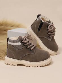 時尚休閒加厚童裝男女靴 - 灰色 - 查看 3