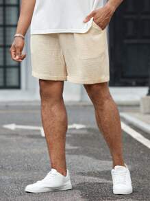 Manfinity Homme Men Plus Drawstring Waist Shorts - Apricot - View 5
