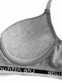 EasyFave Women's Letter Tape Underwire Bra 3pcs Sports Bra - Multicolor - View 2