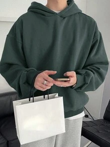 DAZY Men Solid Drop Shoulder Hoodie For Spring And Autumn