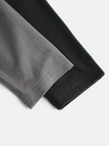 Sparklyn 2pcs Teen Girls' Solid Color Simple Daily Wear Leggings Chic Outfits For Autumn/Winter - Multicolor - View 7