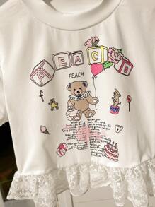 SHEIN Unity Cute Lace-Up Y2K Girl Sweetheart Tee - White - View 6