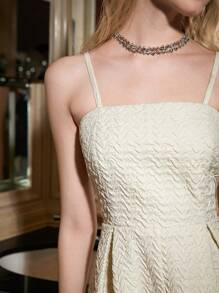 Aveloria Rosie Textured Fabric Women Spaghetti Strap Dress - Beige - View 4