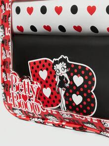 Betty Boop | ROMWE Cartoon Character & Letter Printed Cute Fashionable Large Capacity Makeup Bag, Portable - Red - View 5