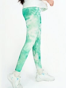 SHEIN Tween Girls Tie Dye Active Tights For Dailywear