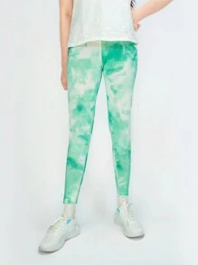 SHEIN Tween Girls Tie Dye Active Tights For Dailywear