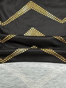 SHEIN Clasi Women’s Houndstooth Print Asymmetric Neckline T-shirt - Multicolor - View 7