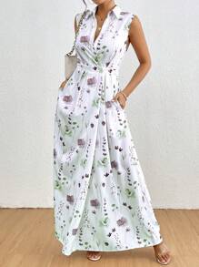 SHEIN Clasi 女士休閒時尚印花無袖度假裝 - 粉色 - 查看 3