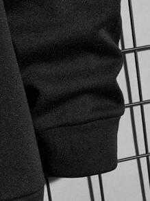 Manfinity Dauomo Men's Gesture Printed Loose Fit Pullover Sweatshirt, Spring & Autumn - Black - View 4