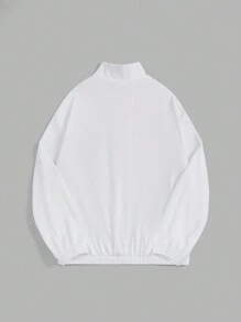 SHEIN EZwear Letter Graphic Half Zip Sweatshirt - Multicolor - View 2