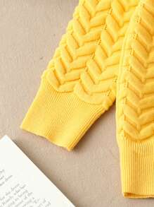 Young Girl 3D Floral Texture Cute & Personalized Sweater For Autumn And Winter, Girls Knit Sweater, Yellow Baby Sweater, Toddler Girl Sweater
