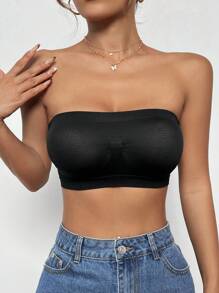 3pcs/Set Strapless Bandeau Bra With Invisible Back, Hollow Wrapped Chest Design, For Teenage Girls - Multicolor - View 3