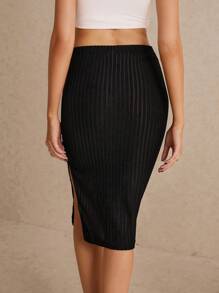 Poéselle Solid Split Thigh Skirt