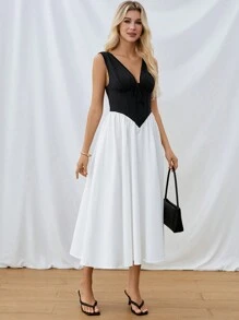 SHEIN Essnce Robe d'été féminine à taille cintrée en coton artificiel - blanc