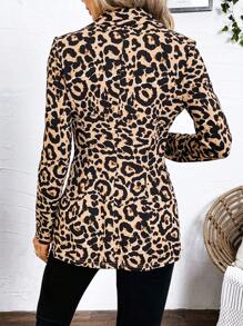 SHEIN Clasi Áo khoác blazer hở mặt trước in họa tiết da báo - Nhiều màu - Xem 2