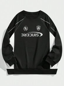 Manfinity Sporsity Sweat-shirt à manches raglan avec lettre graphique Plus