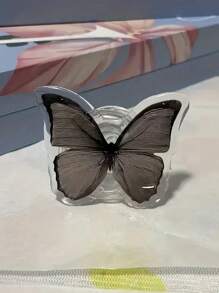 ROMWE Goth 创意蝴蝶背贴推拉手机支架 可伸缩360°旋转蝴蝶懒人支架 通用 - 黑色 - 查看 3