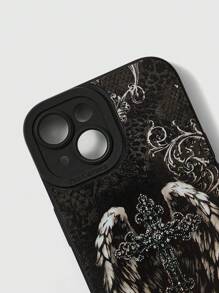 ROMWE Gothic Style Illustration Black Phone Case, Halloween - Multicolor - View 3