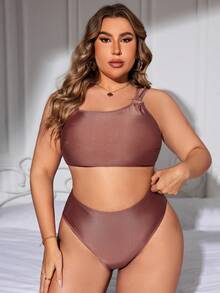 Swim Vcay Bộ bikini liên kết vòng đi biển mùa hè cỡ lớn - màu nâu - Xem 4