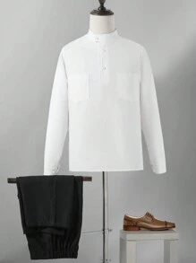 SHEIN 2pcs Formal & Fashionable Outfit Set For Teenage Boys, Suitable For Parties And Formal Occasions - White - View 1